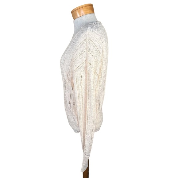 ASTR The Label Cream Colored Faux Wrap Stretchy Knit Semi-Sheer Sweater Med EUC - Picture 9 of 14